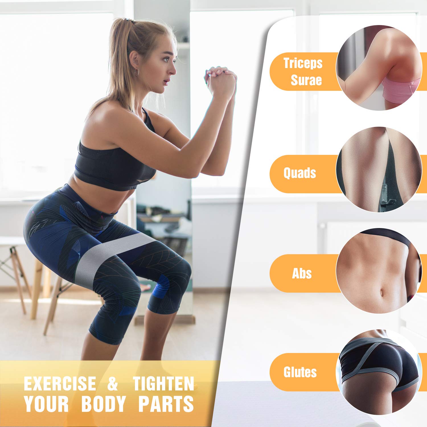 Fasce di Resistenza WOQI per Esercizi Gambe e Glutei, Bande Elastiche per Allenamento Forza Fianchi Donna
