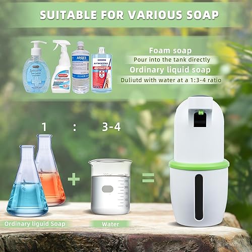 Miniatura 4 de Dispensador automático de jabón manual sin contacto dispensador de jabón con sensor de líquido y plato de 9.29 onzas - Dispensador de jabón de manos