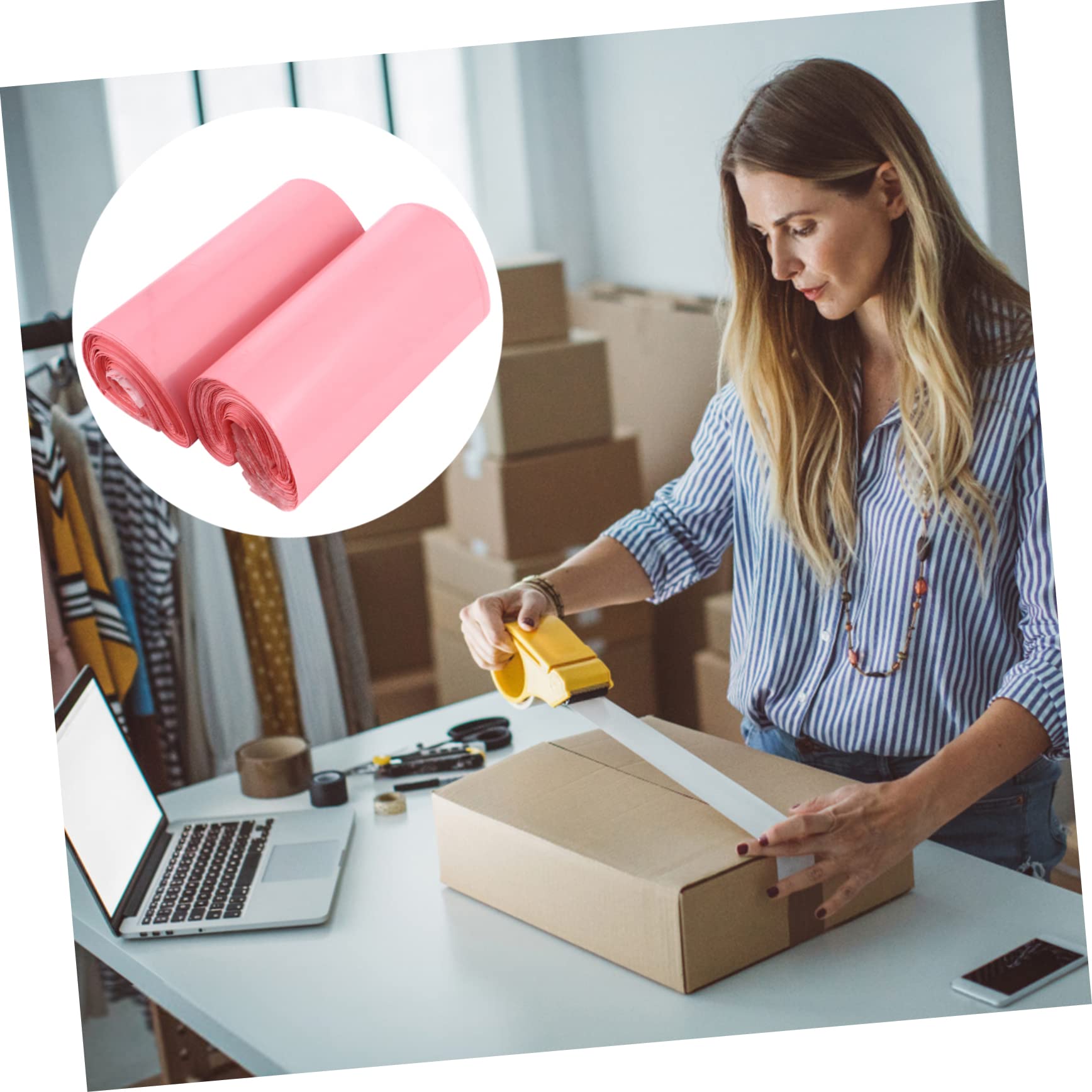 Lurrose 600 Pz Borsa Corriere Rosa Buste Antistrappo Borse Buste Del Pacchetto Di Spedizione Per L'imballaggio Dei Vestiti Sacchetto Autosigillante Buste Postali Mailer Materiale