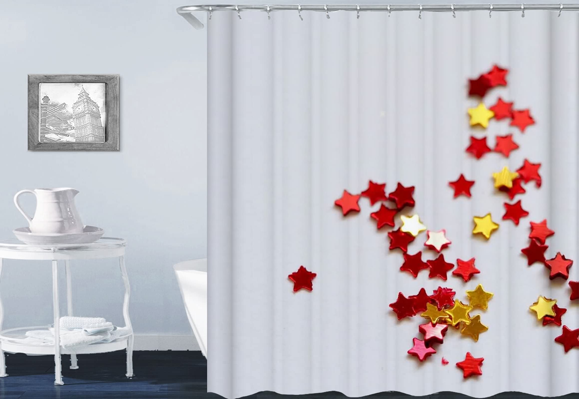 Rideau de douche anti-moisissure KnSam en polyester avec anneaux de fixation