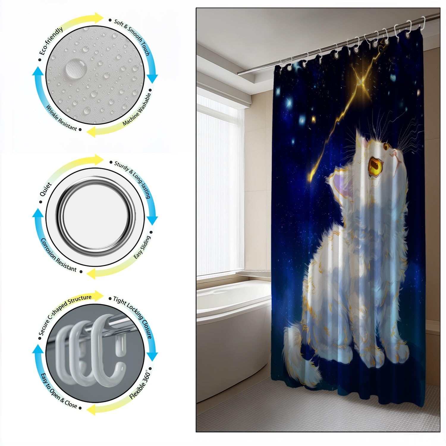 Generisch Zasłona prysznicowa 200 x 200 cm, zestaw 1 szt., miękka mikrofibra, wodoszczelna i odporna na pleśń, nadaje się do prania, do łazienki i wanny, z oczkami i haczykami, ciemnoniebieska