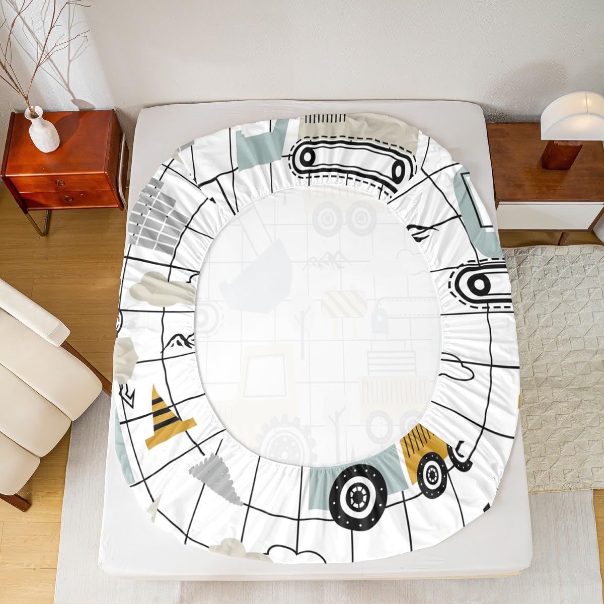 Feelyou Queen Size Construction Truck Bed Sheet Set | Kids Excavator Tractor Bedding With Deep Pocket Fitted Sheet - View #5