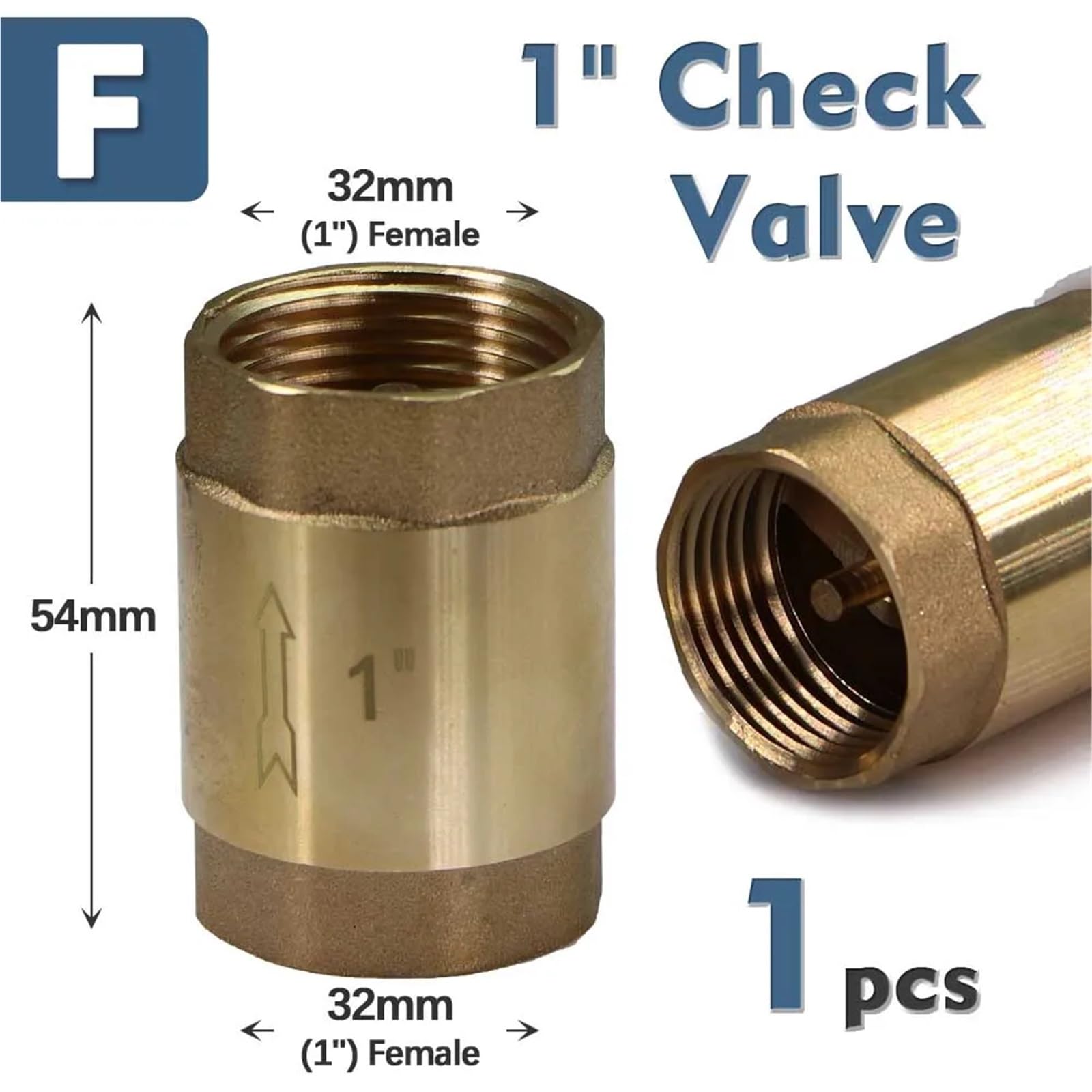 Clapet anti-retour en laiton 1/2" 3/4" 1" avec filtre anti-retour - 1pc(1 Inch Check Valve)