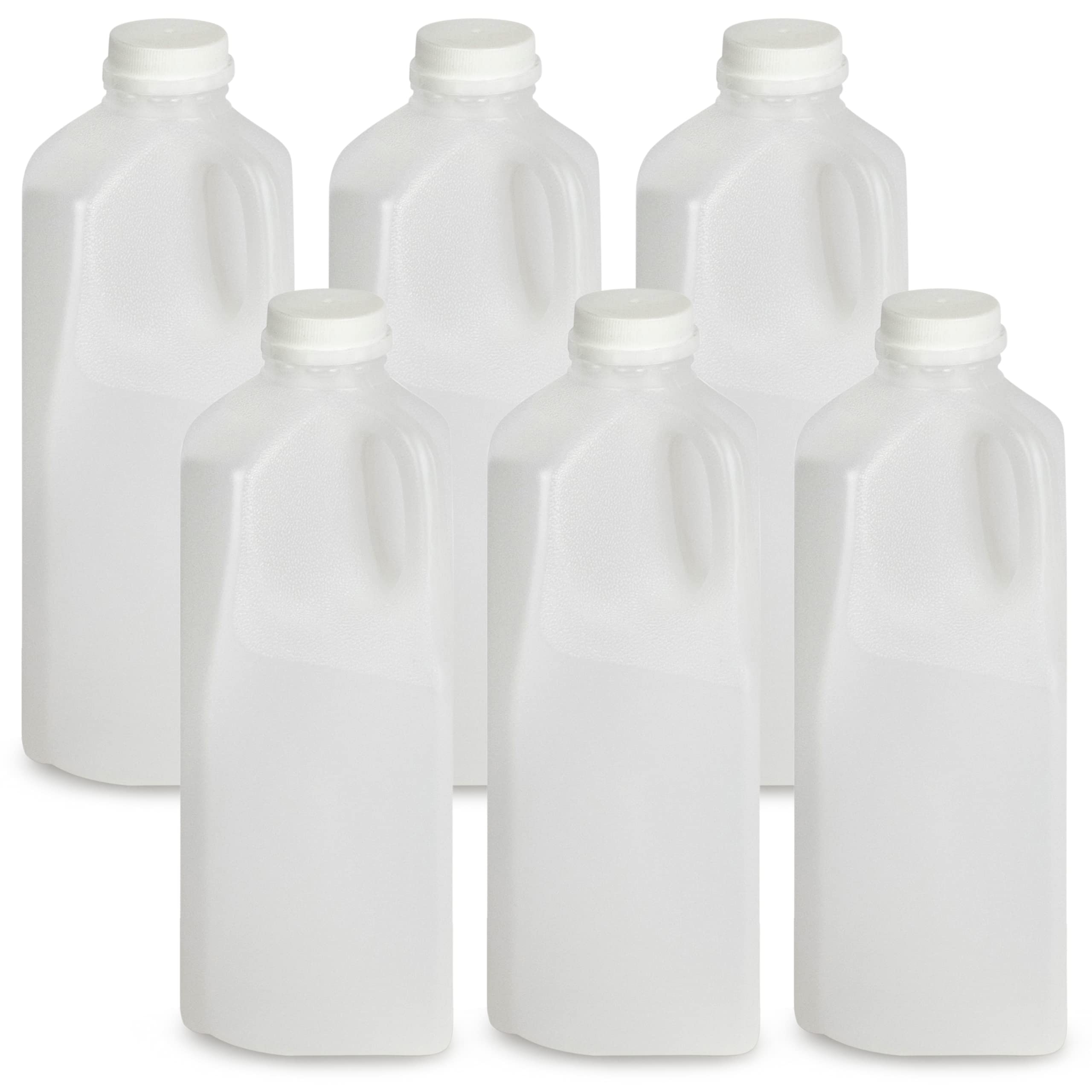 Half Gallon Empty Milk Bottles Set of 6 HDPE Plastic Juice Bottles