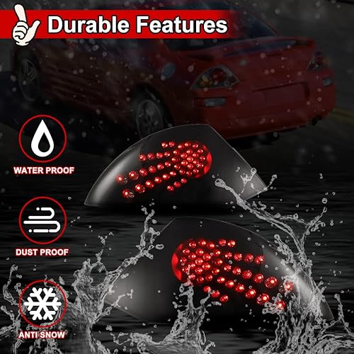 Miniatura 3 de Nixon Offroad Luces traseras para Mitsubishi Eclipse 2000 2001 2002 2003 2004 2005, luces traseras LED de repuesto de 1 par (carcasa negra matelente