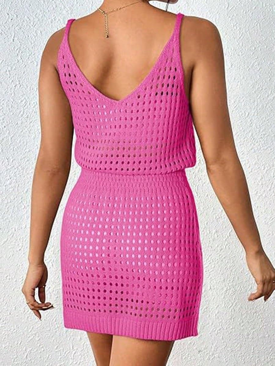 Summer Hollow Out Knit Beach Bathing Suit Cruise Outfits Dresses For Women cover ups for swimwear
