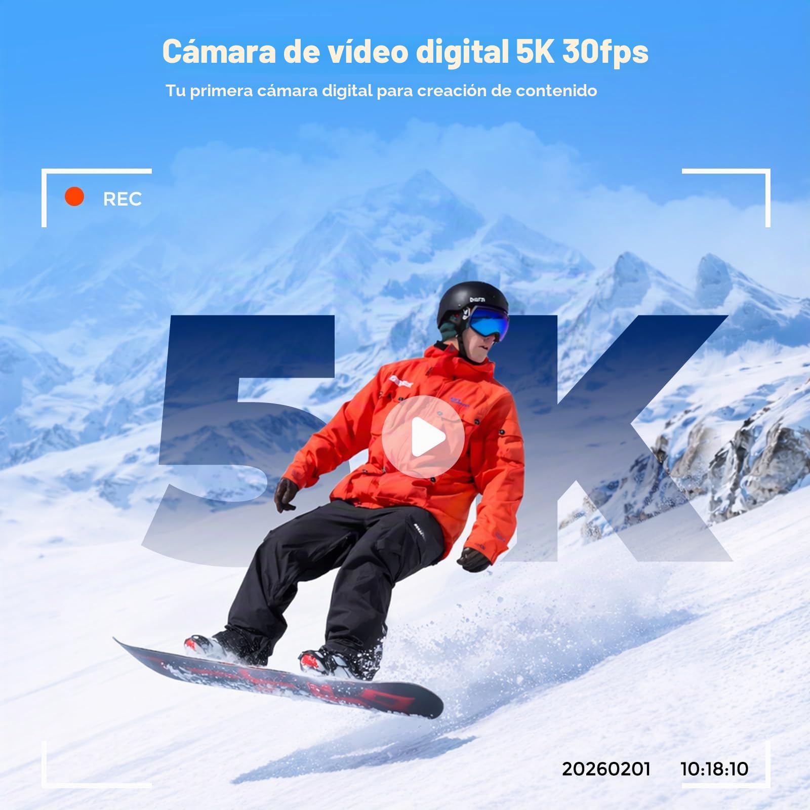 Cámara Digital compacta 5K 72MP, Zoom óptico 6X, Pantalla abatible 2.8" 180°, Enfoque automático, estabilización Imagen, Tarjeta 64GB, 2 baterías, para vlogging y fotografía de Viajes