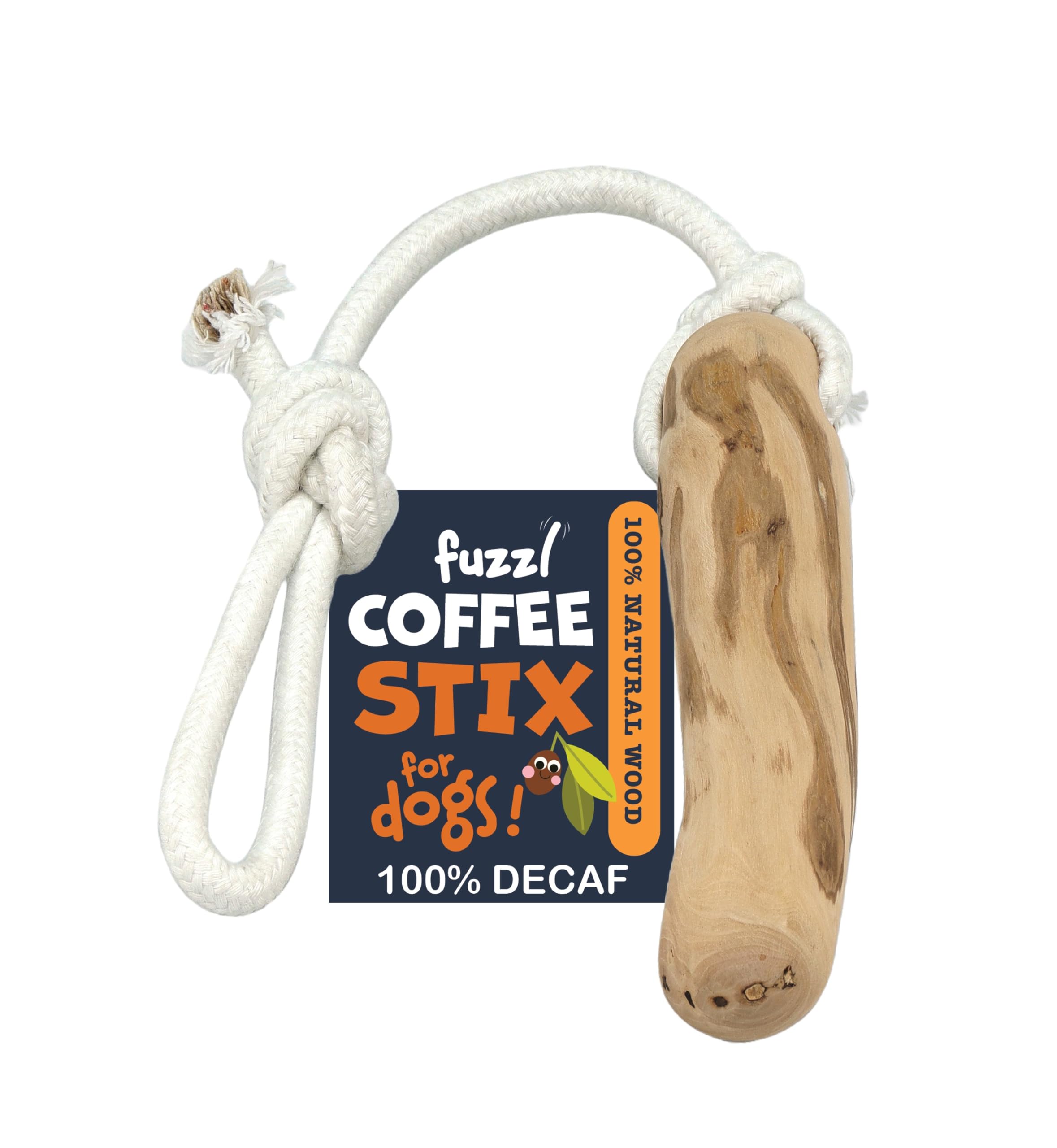 Fuzzl Coffee Stix & Rope Chuckn Dog Toy Coffee Wood Chew Throw and Fetch Tough Dog and Puppy Toy, Natural