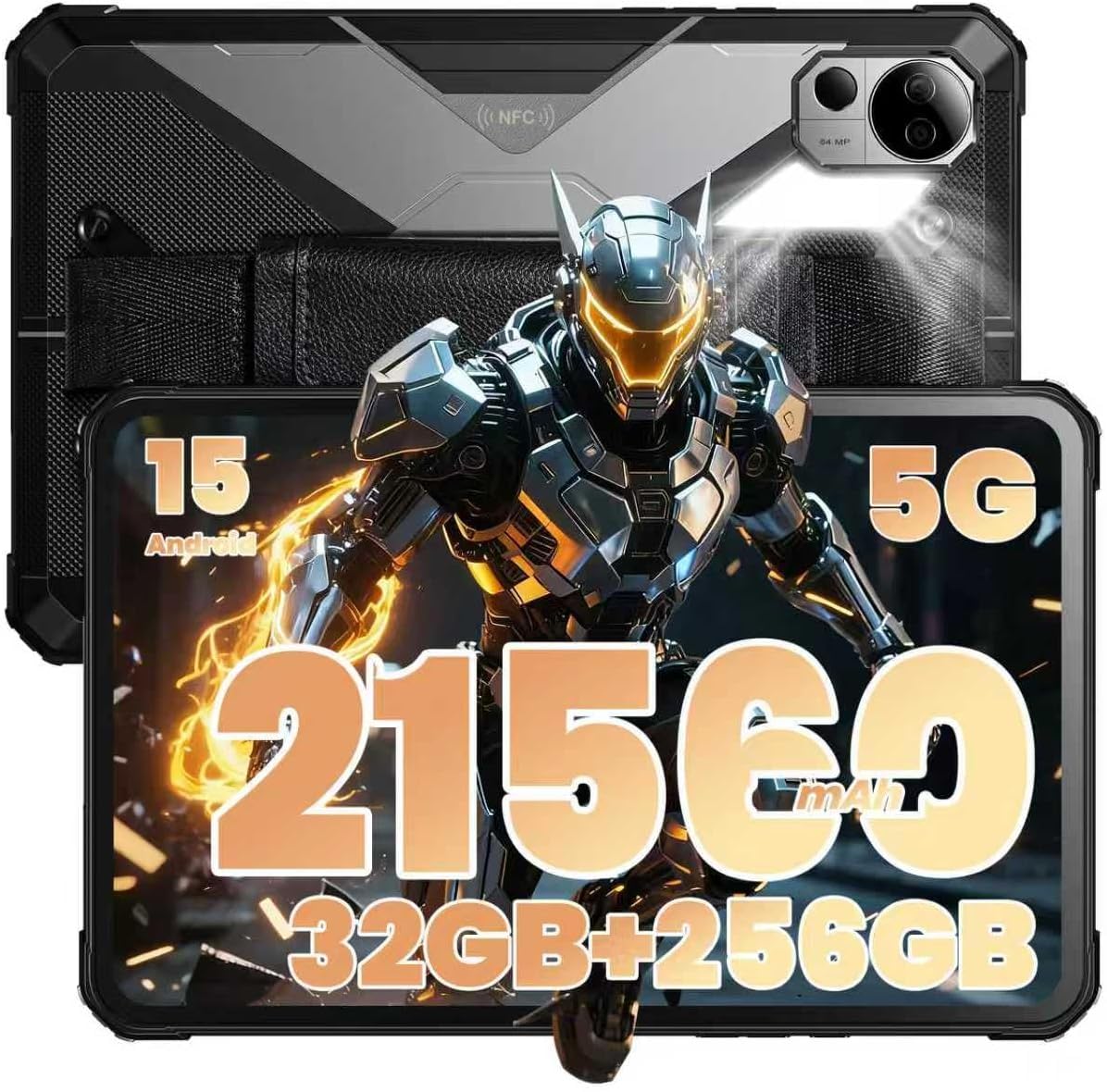 FOSSiBOT DT3 5G Tablette Incassable 21560mAh(66W) 10,4" FHD+ IPS 32Go+256Go/2To, Dimensity 7300 Tablette Durcie, Android 15 64MP+32MP Tablette Tactile, WiFi6/Octa-Core/IP68/IP69K/OTG/NFC/GPS (Gris)