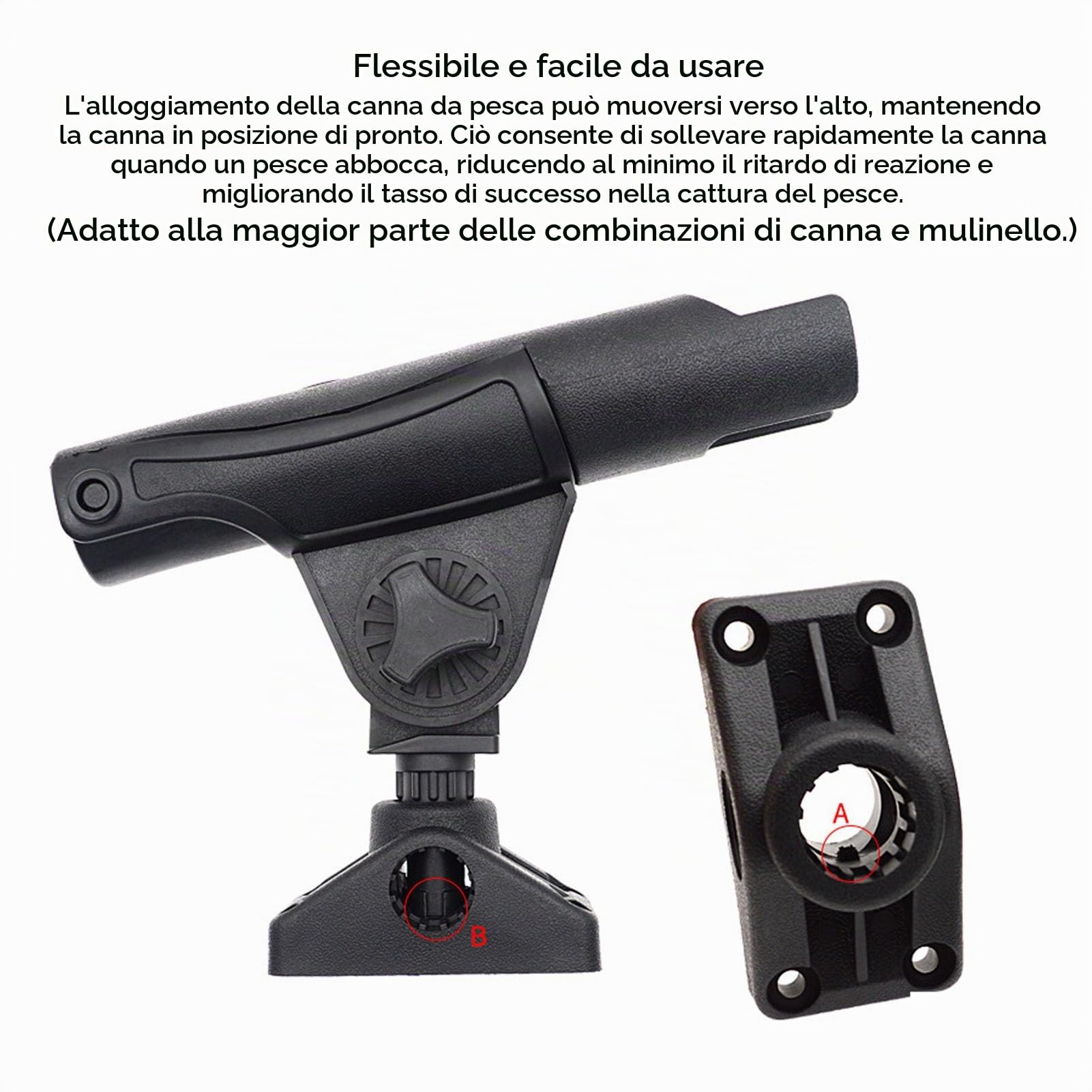 BuyWeek Supporto per Canna da Pesca Portacanna da Pesca, 360 Gradi Regolabile in Nylon in PVC per Kayak Barca