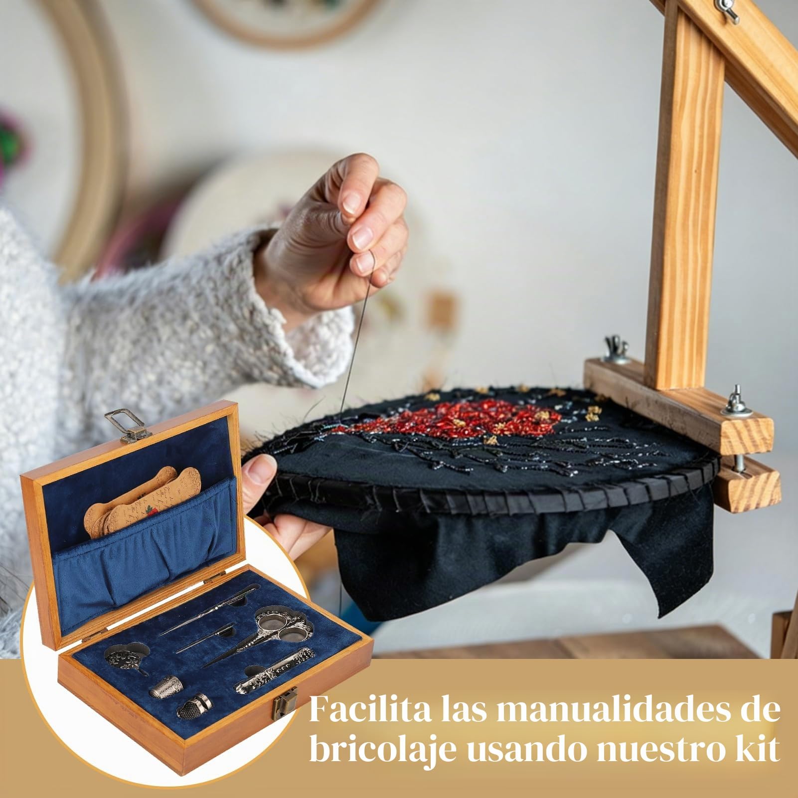 Kit De Herramientas De Costura Europeas, Tijeras De Bordar Vintage Y Estuche Con Dedal Y Botella De Aguja Para Coser Accesorios De Artesanía De Punto De Cruz(Plata)