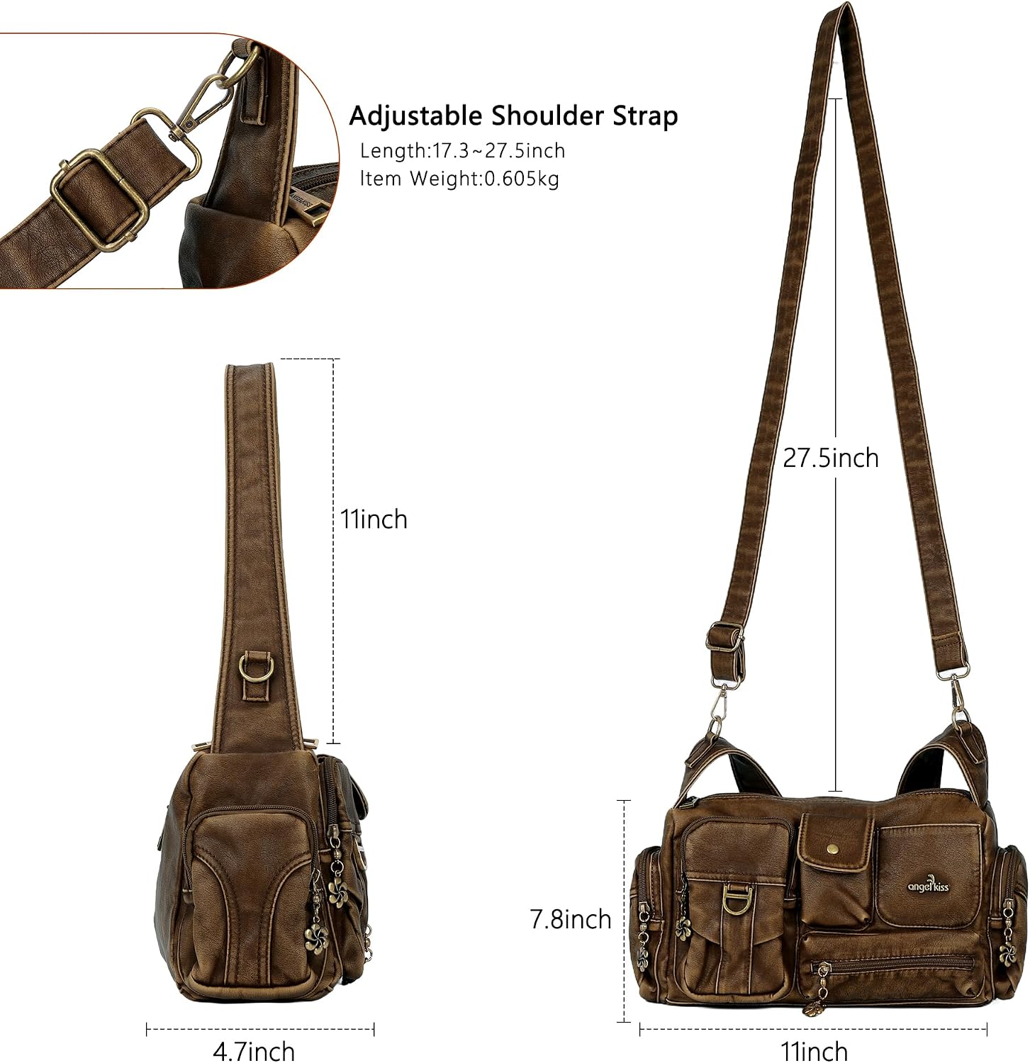Angel Kiss Hobo Bags for Women,Vintage Shoulder Purses for Women,Small Crossbody Handbag with Adjustable Strap