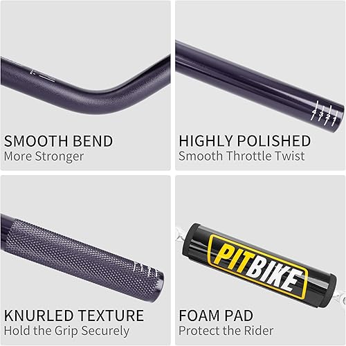 Miniatura 27 de RUTU - Manillar universal para motocicleta de 7/8 pulgadas, con almohadilla transversal, barra de arrastre de baja altura para motocross, ATV Quad