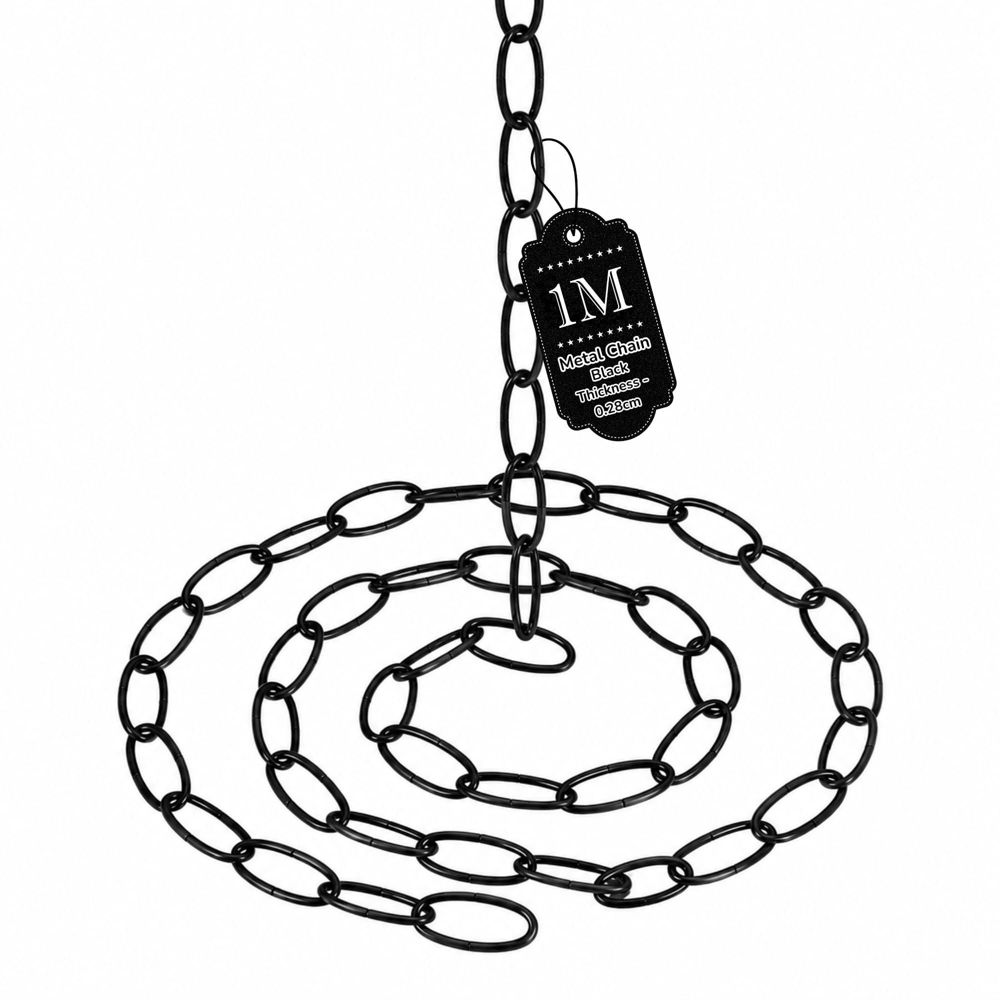Ledsone Black Vintage Style Metal Chain – 100Cm Iron Thread With Not Carabiners For 32Mm X 17Mm Pendant Hanging Chains, Safety Barriers, And Outdoor, Indoor & Garden Décor (1, )