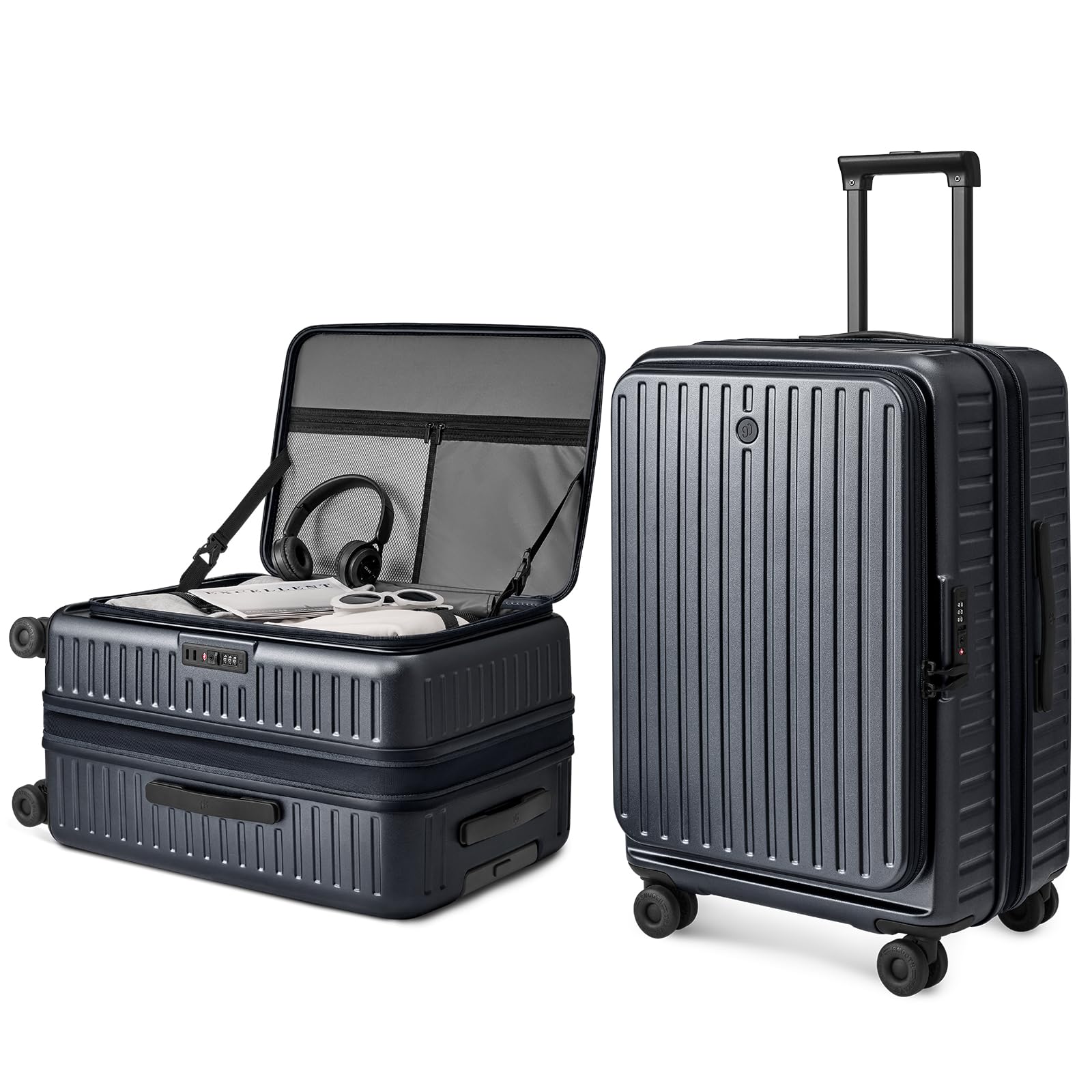 NINETYGO Top Opening Checked Luggage, Lightweight Large Suitcase, ALPS