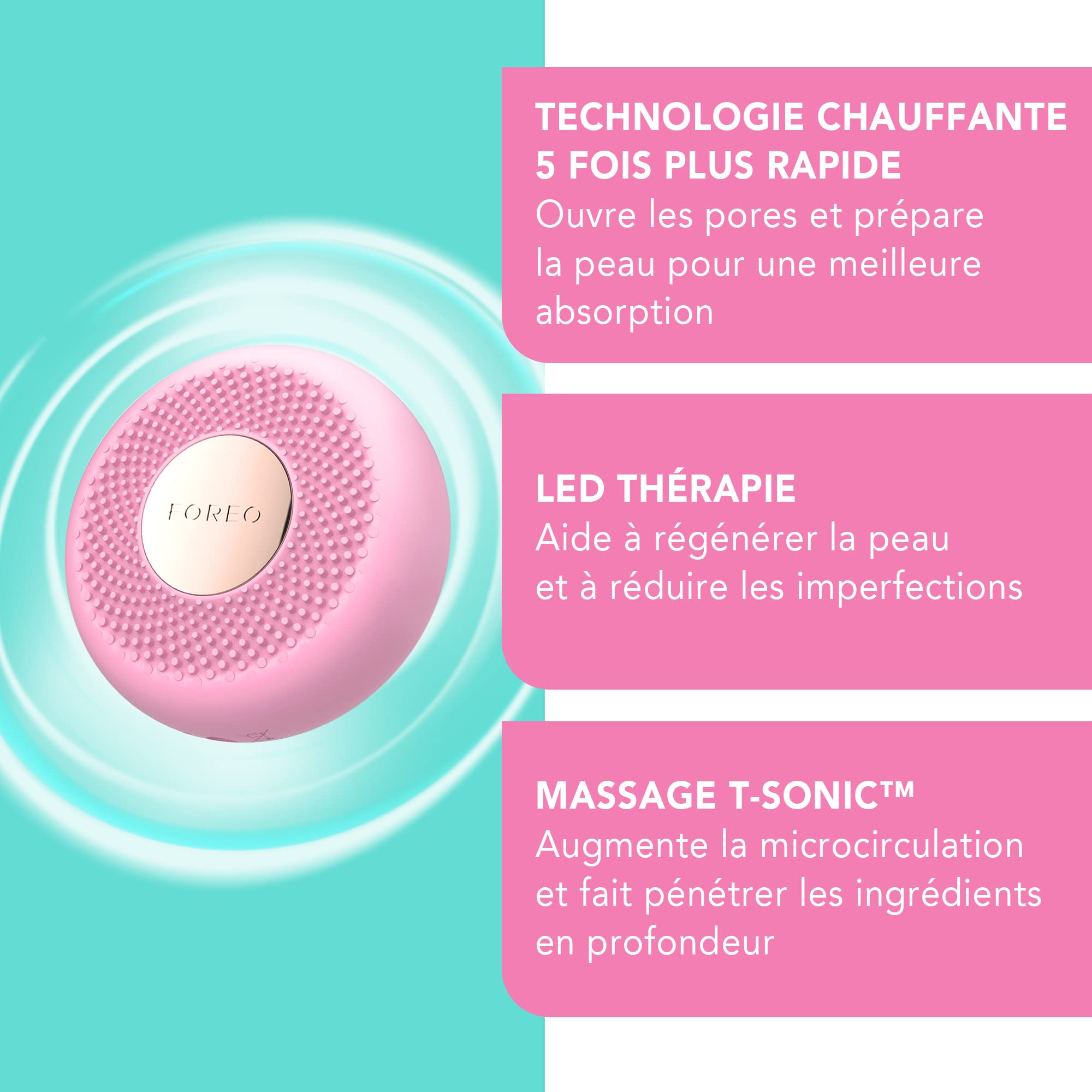 Foreo Ufo Mini 2 Masque Led Visage, Luminothérapie Rouge, Masque Visage Beauté, Soin Coréen, Thermothérapie & Massage Visage, Hydratant, Absorption Supérieure Soins De La Peau, Rose Perle