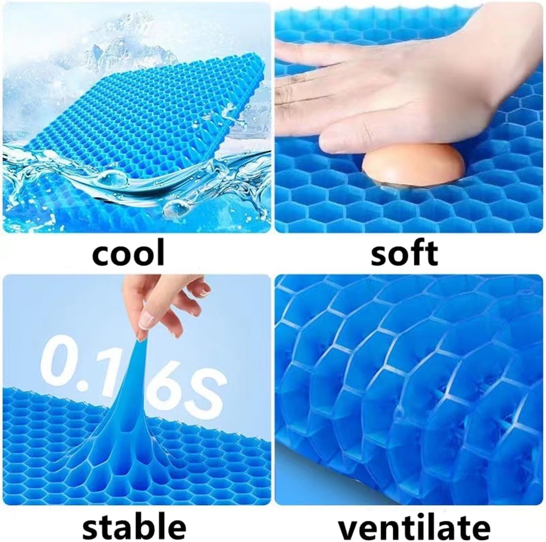 Gel Seat Cushion, Gel Cushion, Cool & Breathable,Wheelchair Cushions,Office Chair Car Seat Cushion 16inX13.7inX1in (ZDPP)