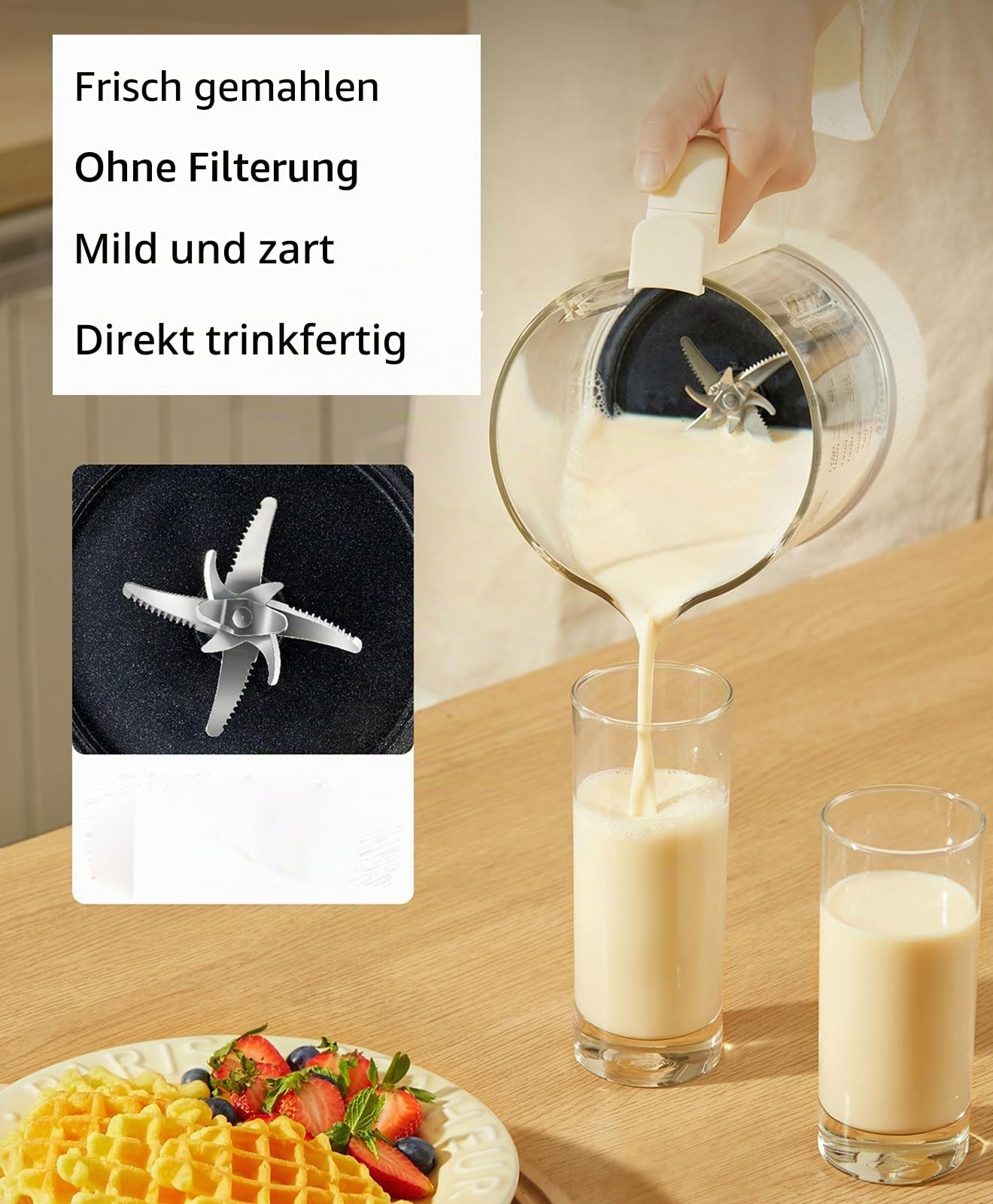 Milchbereiter auf Pflanzenbasis 1750 ml mit Warmhalte Selbstreinigung Kochen Nussmilchbereiter Sojamilchbereiter automatische Mandelmilchmaschine