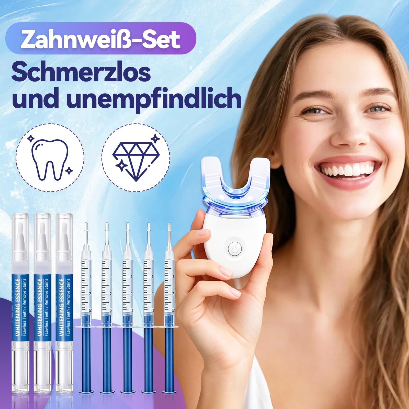 Zahnaufhellung Bleaching Set,Bleaching Gele & Zähne Bleaching Stift,Teeth Aufhellung Gel,Effektives Zahnbleaching für weiße Zähne,Flecken Entfernen