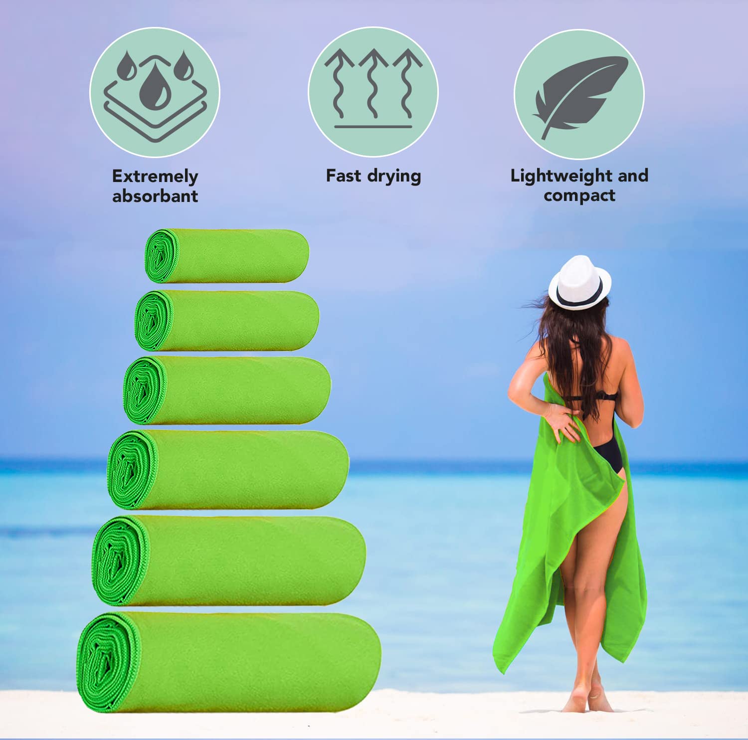 Outdoor World Microfibre Towel, Quick-Dry, Lightweight & Ultra Absorbent for Camping Travel, Hiking, Beach, Swimming, Gym - Image 3