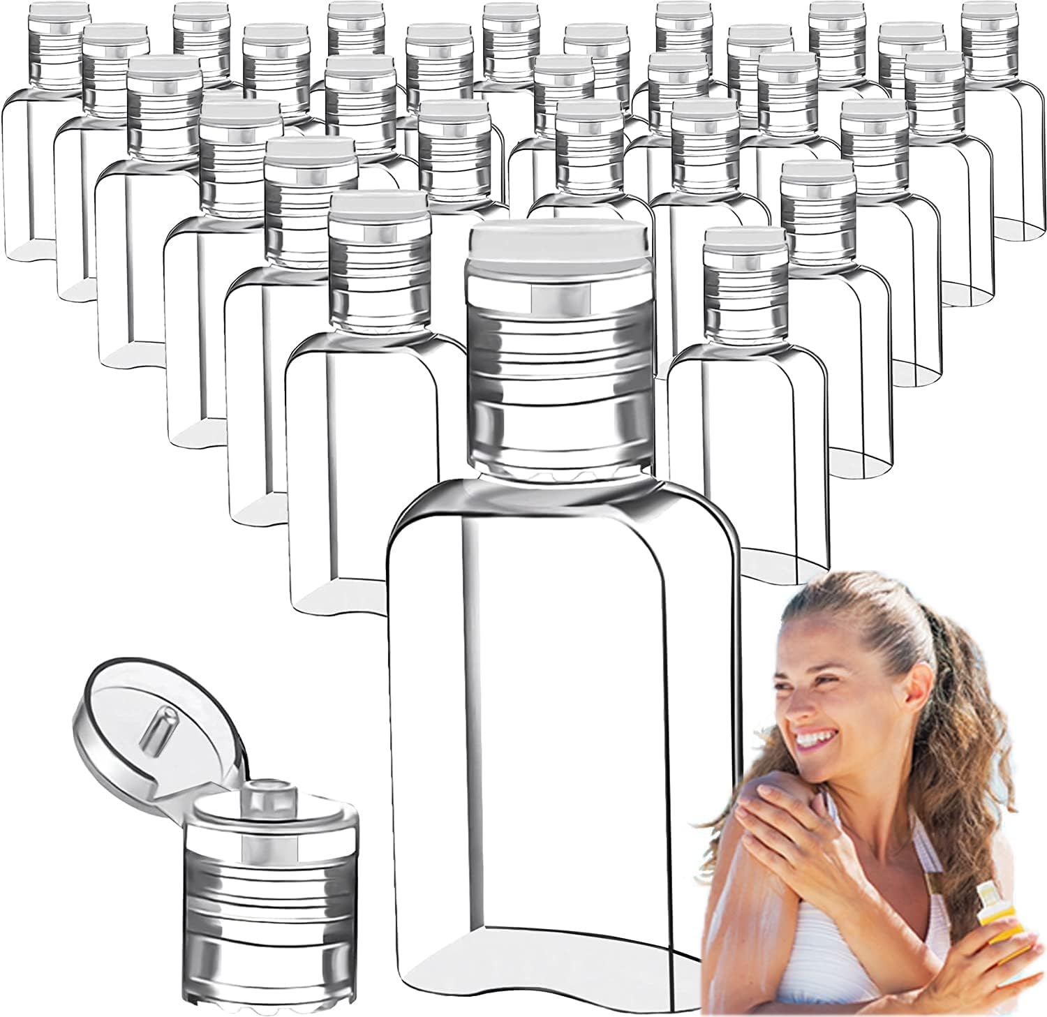 Empty Clear Plastic Travel Bottles, 30 Pieces 1oz Containers Portable Bottles with Flip Cap