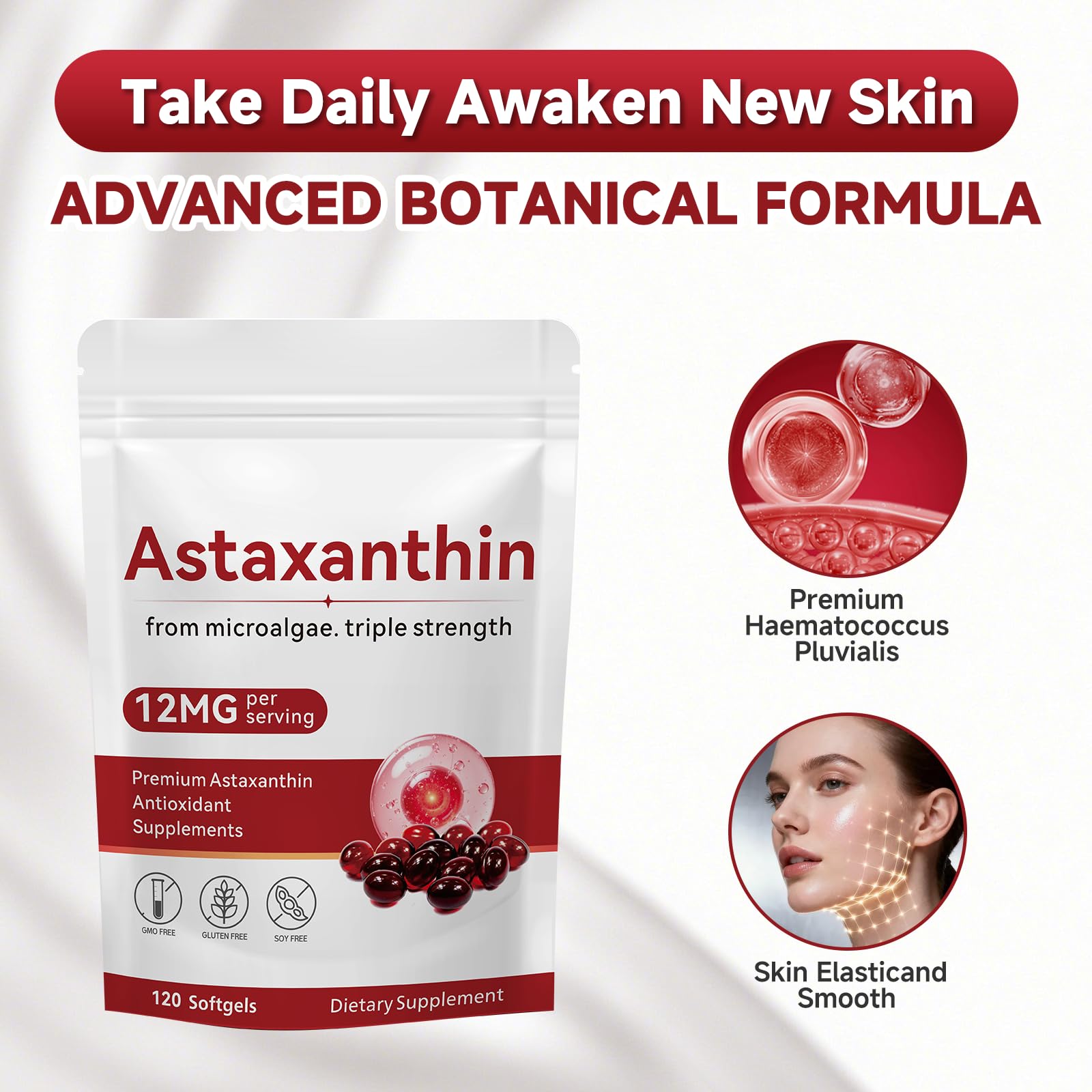 Premium Astaxanthin Supplement 12mg - Powerful Antioxidant Formula for Eye Skin Health Immune Function Internal Circulation Support - 120 Softgels — Amazon image 3
