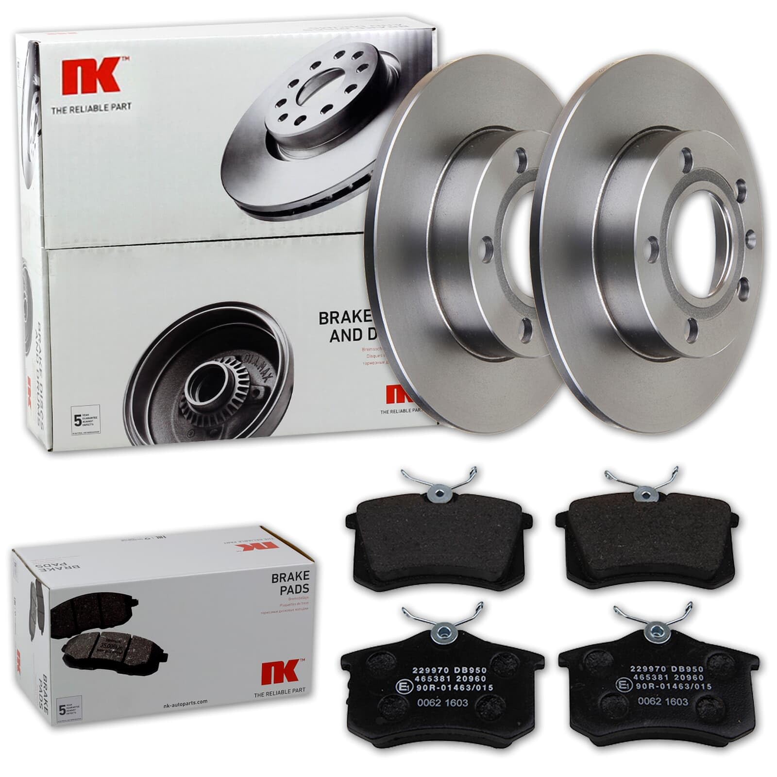 NK Bremsscheiben 245mm + Beläge hinten | 204778 + 229970 passend für A4 8E B6 B7 + Exeo