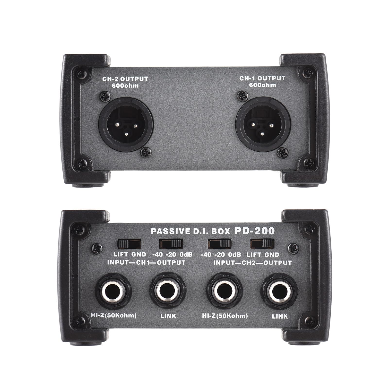 Unità DI-Box passiva a 2 canali Eliminatore di ronzio Direct Box per strumenti da 1/4'' a XLR Trasformatore di impedenza professionale Isolatore audio DI Direct Box per tour e spettacoli dal vi