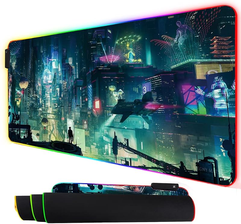 Alfombrilla de Ratón RGB, Alfombrilla de Ratón para Juegos LED XXL Resistente Antideslizante 35,4 * 15,7 Pulgadas greencity