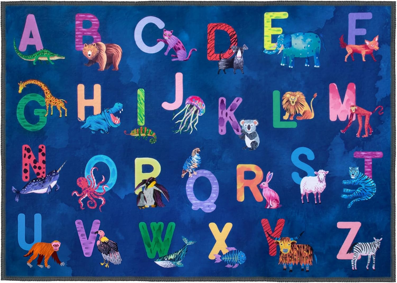 Classroom Rug Elementary Colorful Alphabet Kids Rugs for Playroom Machine Washable Nursery Rugs for ChildrenToddlers Bedroom
