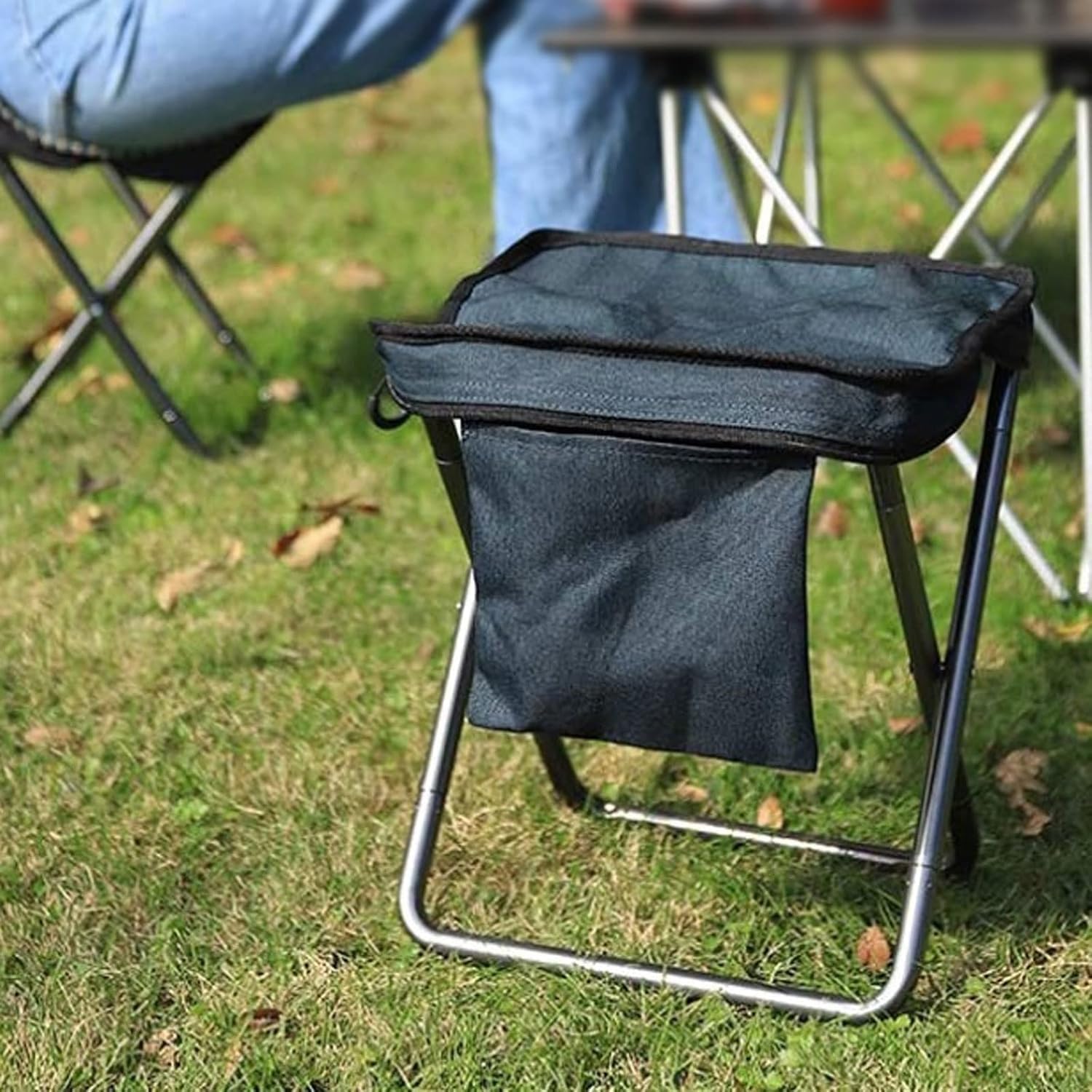 Folding Camping Stool with Handbag Lightweight Picnic Chair for Hiking Fishing Sketching Portable(Blue)
