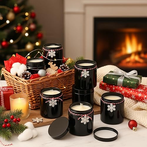 Miniatura 3 de Norme 24 tarros de vidrio de 16 onzas con tapas, recipientes de almacenamiento vacíos, tarros de velas a prueba de fugas, tarros redondos para Negro