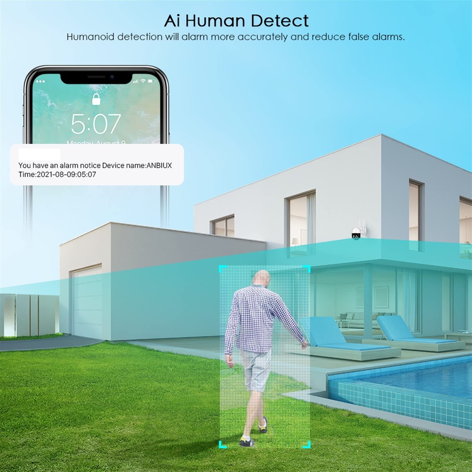 cámara de seguridad gran angular, Cámara IP Wifi 4K de 8MP for exteriores, videovigilancia inalámbrica H.265 de 5MP, HD 1080P, detección humana Ai, seguimiento automático, cámara de seguridad CCTV con