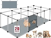 Vista 11 de Corralito de 12 Paneles para Animales Pequeños, 48" x 24" x 16" Corralito para Mascotas con Alfombrilla Impermeable, Jaula C&C para Conejillos