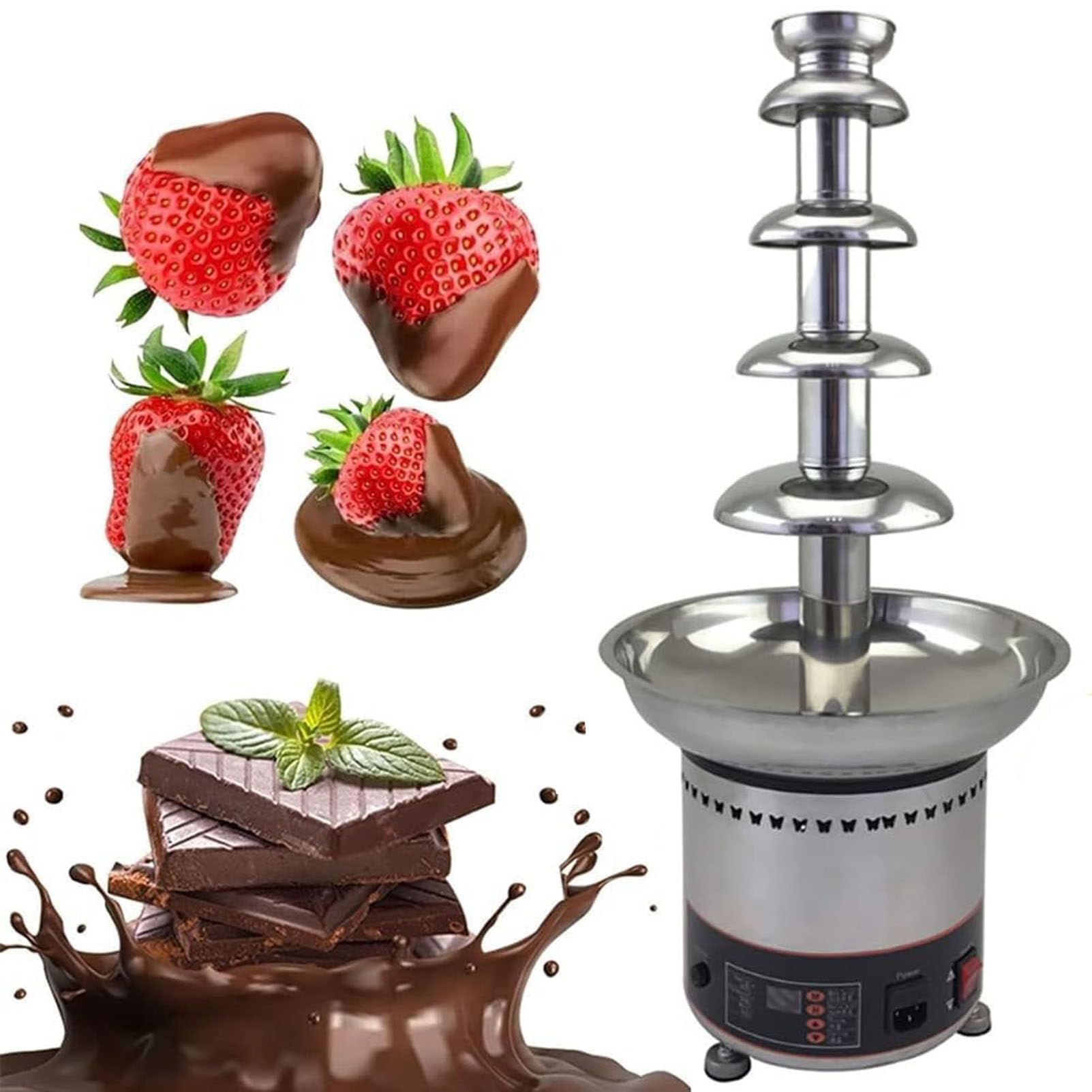 Fuente De Fondue De Chocolate para Uso Doméstico Y Comercial, Máquina De Cascada De Chocolate De 4/5/6/7 Niveles con Control De Temperatura, para Fiestas, Restaurantes, B,7