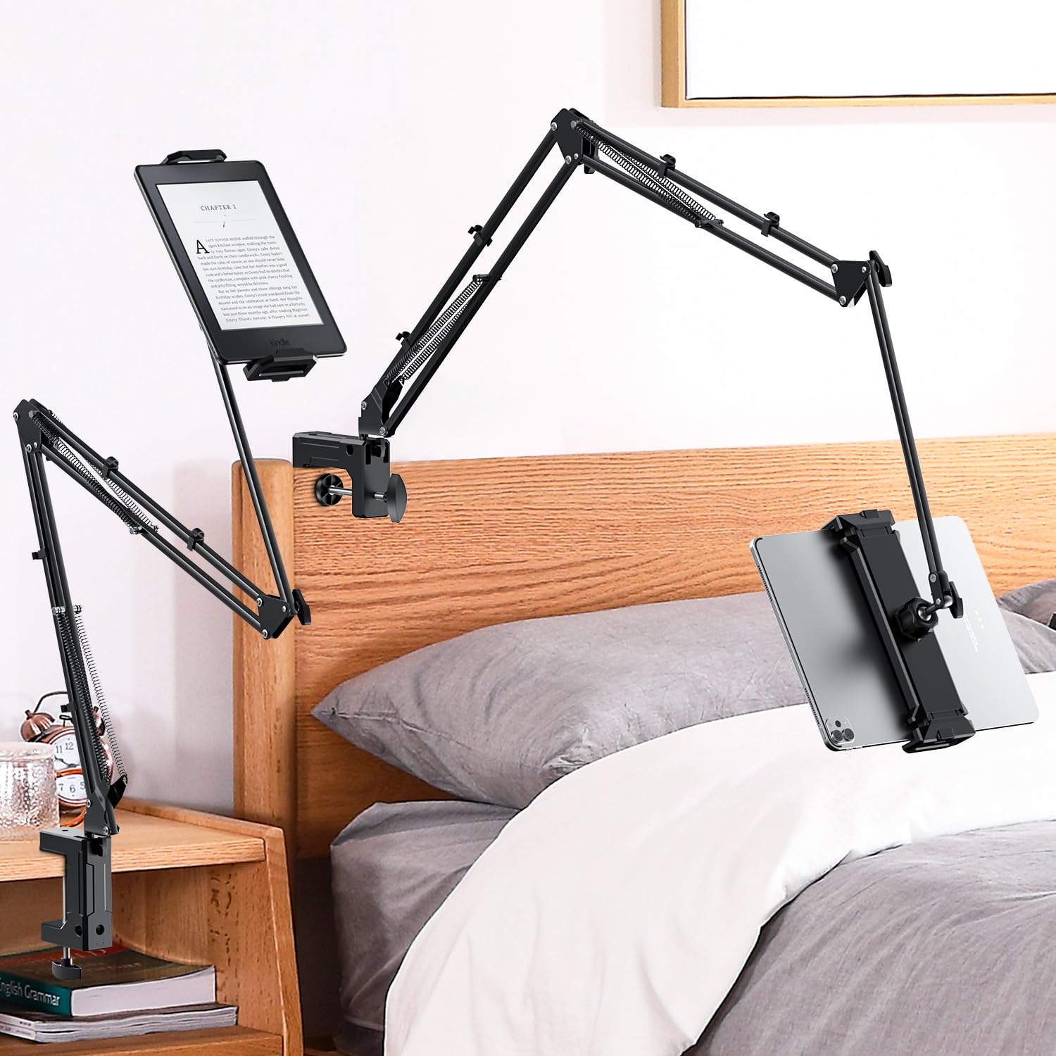 DATAFYStand Holder for Kindle,Tablet Stand Holder, Overhead Bed Phone Stand Angle Height Adjustable Holder,Universal Stand Holder Compatible with iPhone iPad Pro Air Mini/Samsung Tab/E-Readers