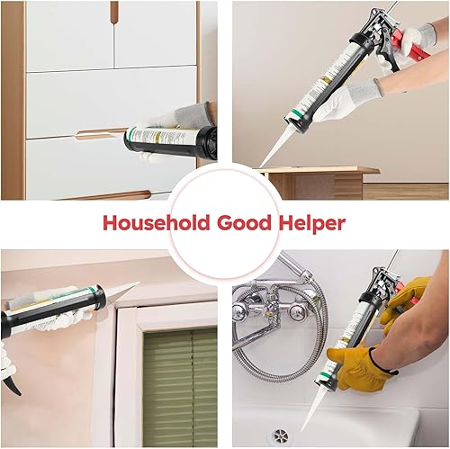 Miniatura 5 de XINQIAO Pistola de calafateo de alta calidad, pistola de calafateo universal de silicona de 10 onzas, barril giratorio, cartucho de 110 galones,