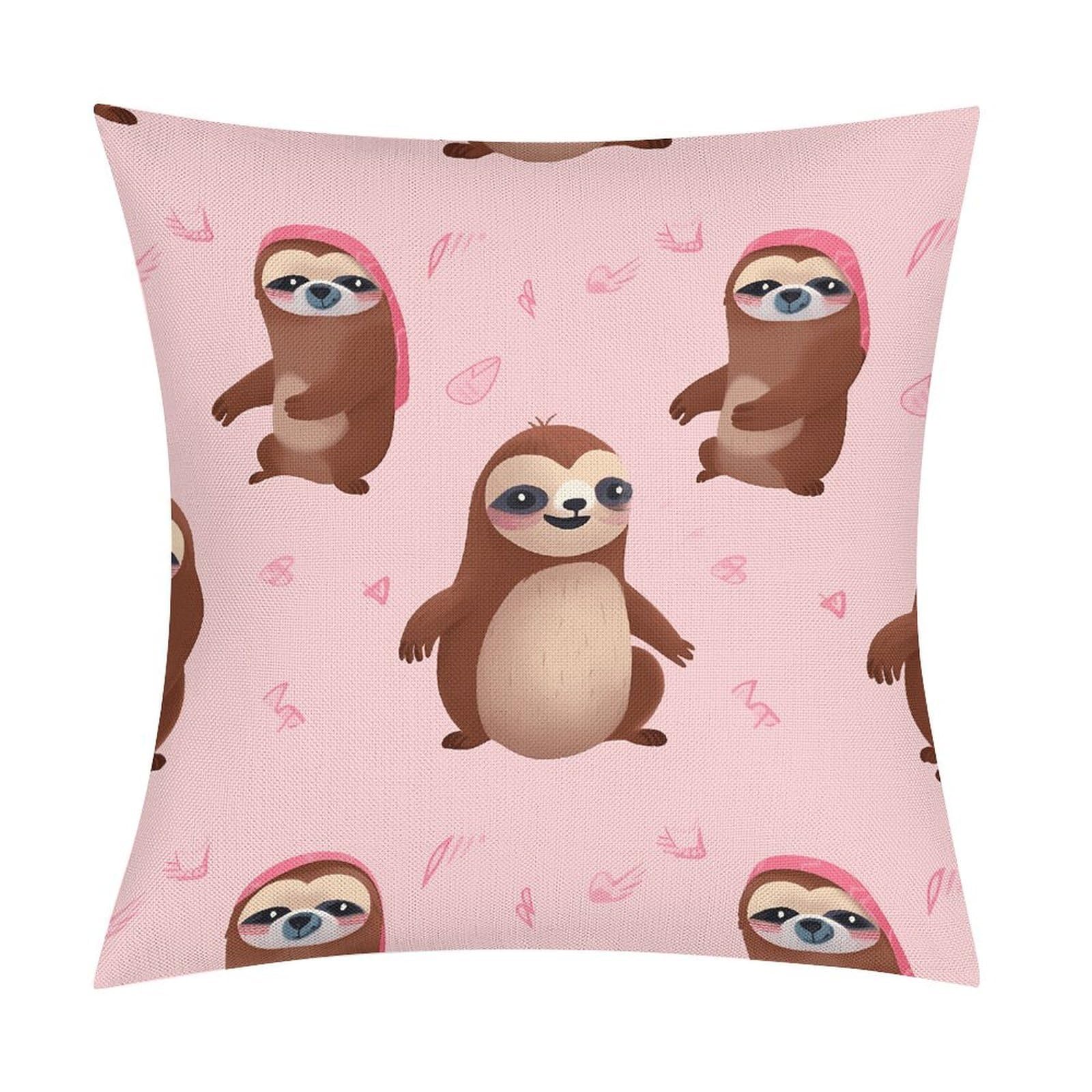 Adfgyerh Style Sloth-Pink Pillow Covers Soft And Comfortable Invisible Zipper ，Home Decor 18X18 Inch Edging Technology，Throw Pillow Covers For Couch Sofa Bedroom Living Room.
