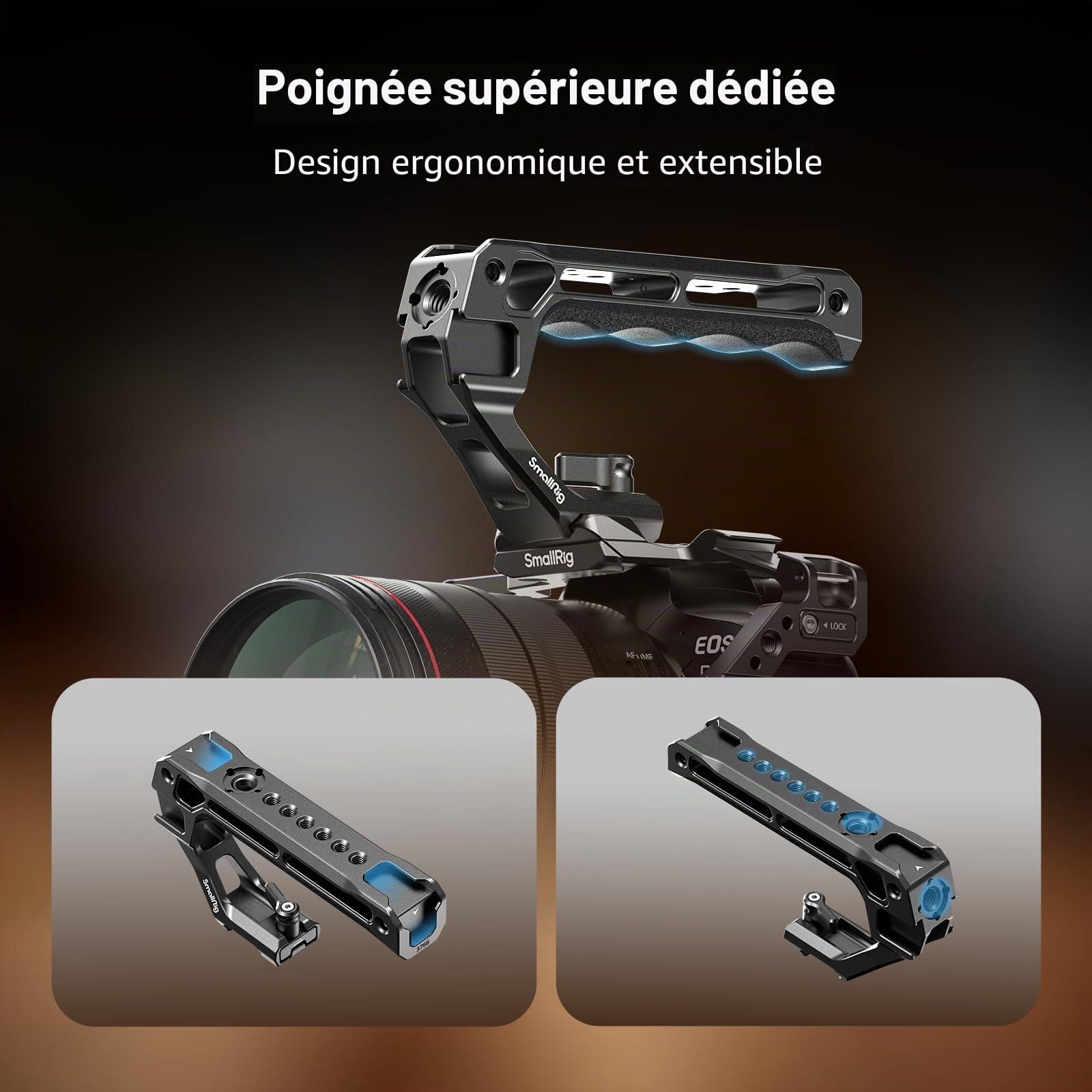 SMALLRIG Kit de Cage pour Appareil Photo R6 II pour Canon R6 Mark II, Cage Complète avec Poignée Supérieure et Serre-Câble, Griffes Intégrées et Rails OTAN -5197