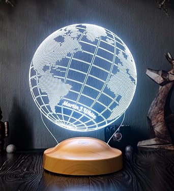 Dünya Haritası Figürlü 3D Led Gece Lambası, 3 Boyutlu Küre Dünya Haritası Led Lamba [Enerji Sınıfı A]