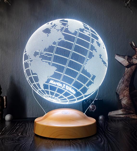 Dünya Haritası Figürlü 3D Led Gece Lambası, 3 Boyutlu Küre Dünya Haritası Led Lamba [Enerji Sınıfı A]
