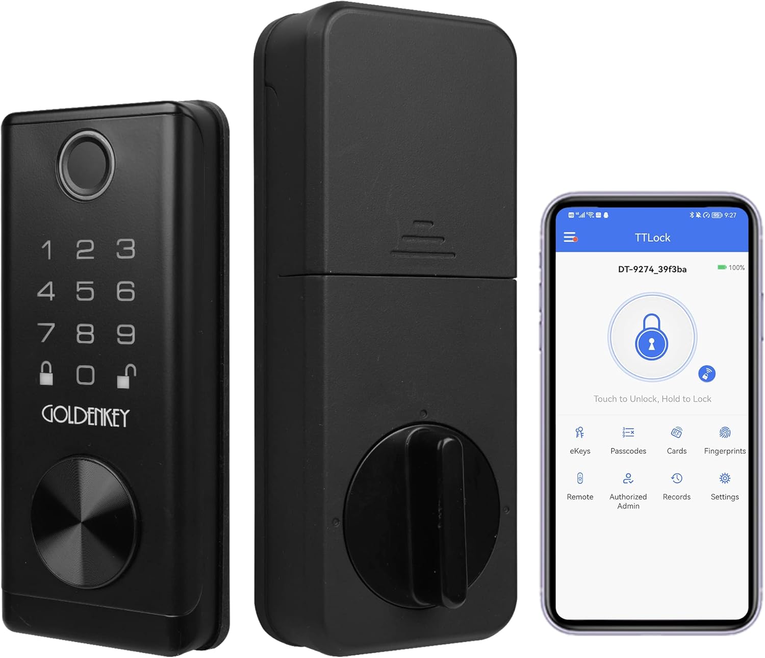 GOLDENKEY Smart Fingerprint Door Lock,Bluetooth Electronic Deadbolt