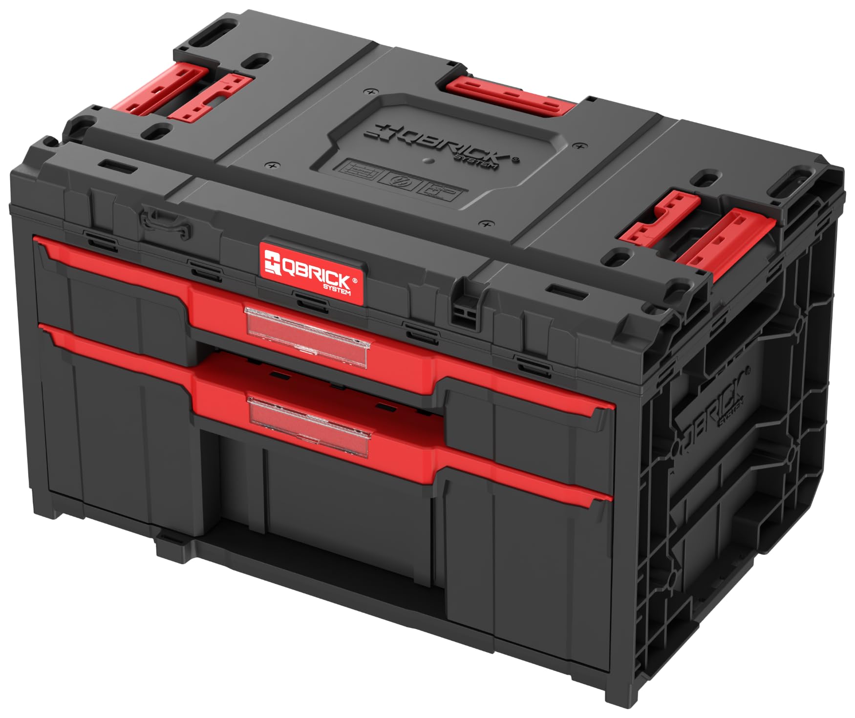 Massimo ordine con 2 cassetti di diverse altezze: la cassetta degli attrezzi Qbrick offre un cassetto basso (8 kg di portata) e un cassetto alto (16 kg di portata)