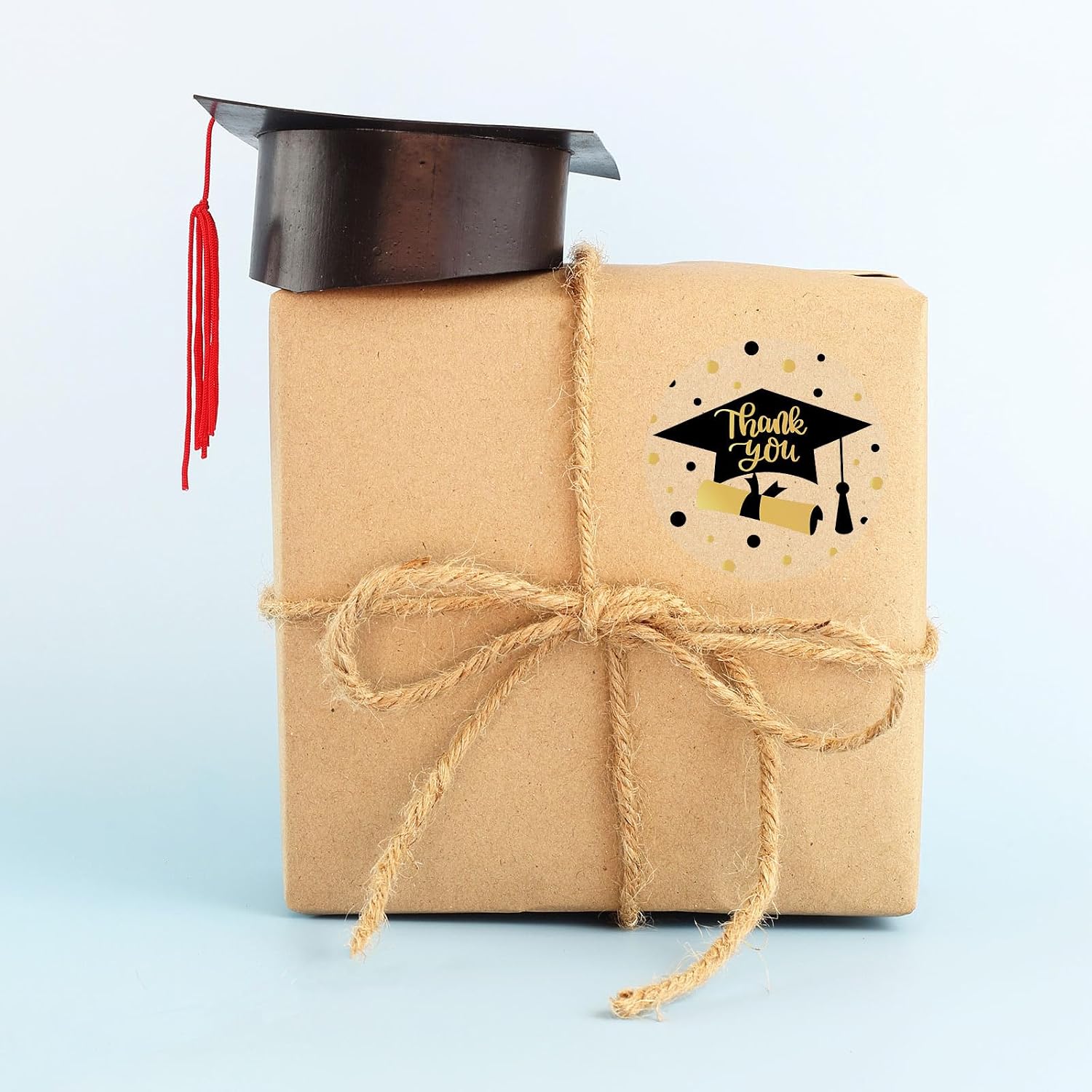 FYSUIMU 1000Pcs Graduation Stickers Roll Gold Foil Grad Cap Clear Thank You Stickers 4 Styles Congrats Grad Self-Adhesive Label Decals Seals for Envelope Card Graduation Party Favor Decor