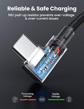 Ugreen 90 Degree Type-C to Type-C 60W Data and Charging Cable 1 Meter