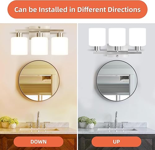 Miniatura 4 de CANMEIJIA Lámparas de tocador de baño de 3 luces con níquel cepillado, iluminación moderna para dormitorio, sala de estar, luces de tocador con