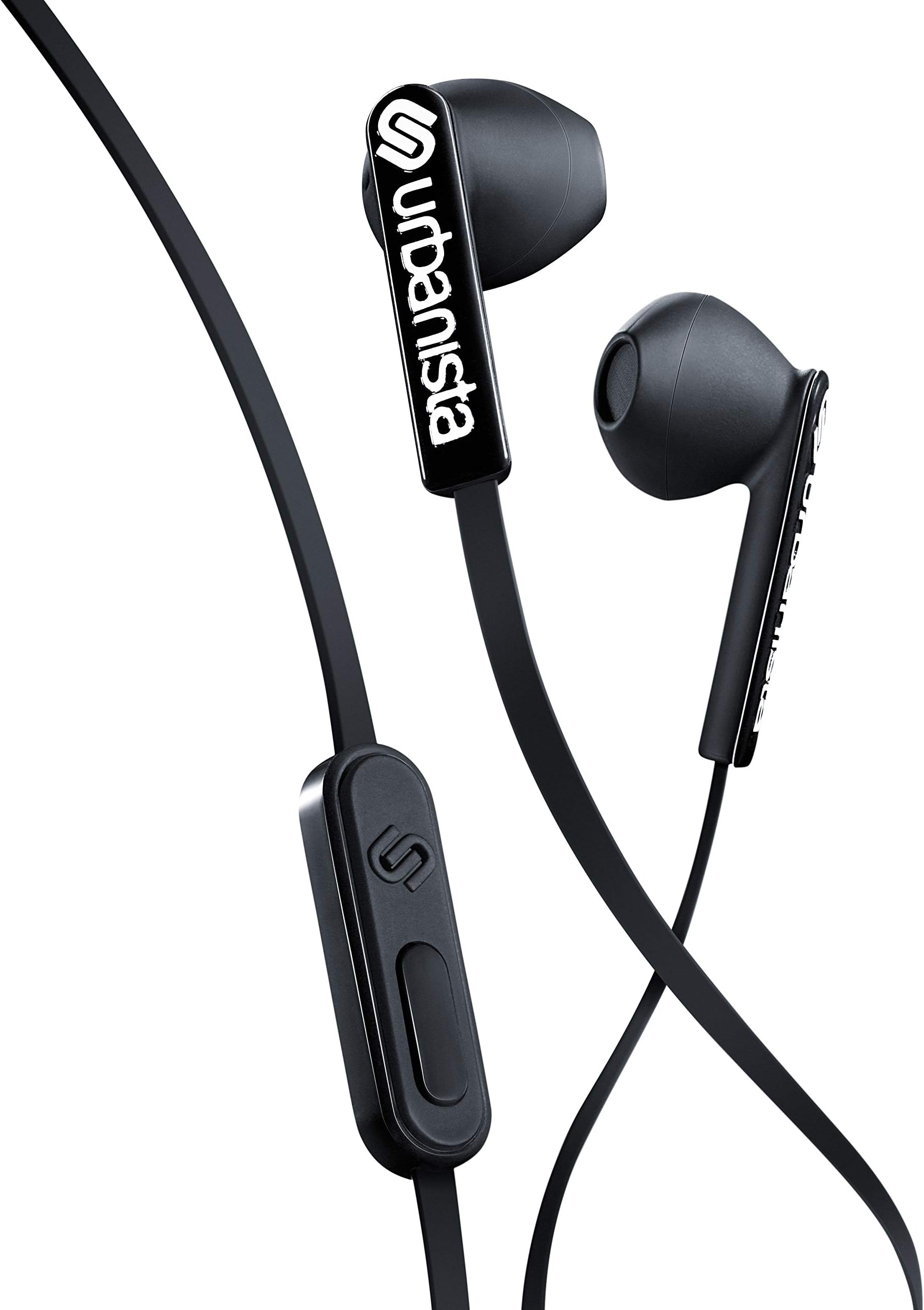 Urbanista San Francisco - Wired Stereo Earbuds Headphones, In-line Microphone and Control button for Call and Music, Non-tangle Flat Cable, 3.5mm AUX device compatible - Dark Clown