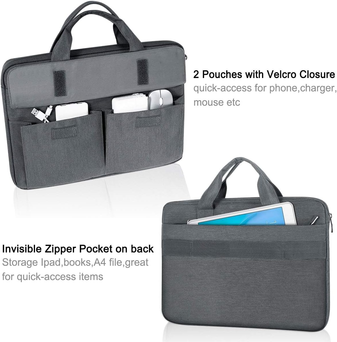 LANDICI Laptop Bag Carrying Case 15.6 Inch with Shoulder Strap, Slim Waterproof Computer Sleeve Cover Compatible with MacBook Pro 15/16, 15-16 Inch HP Acer Dell Lenovo ASUS Laptop, Grey