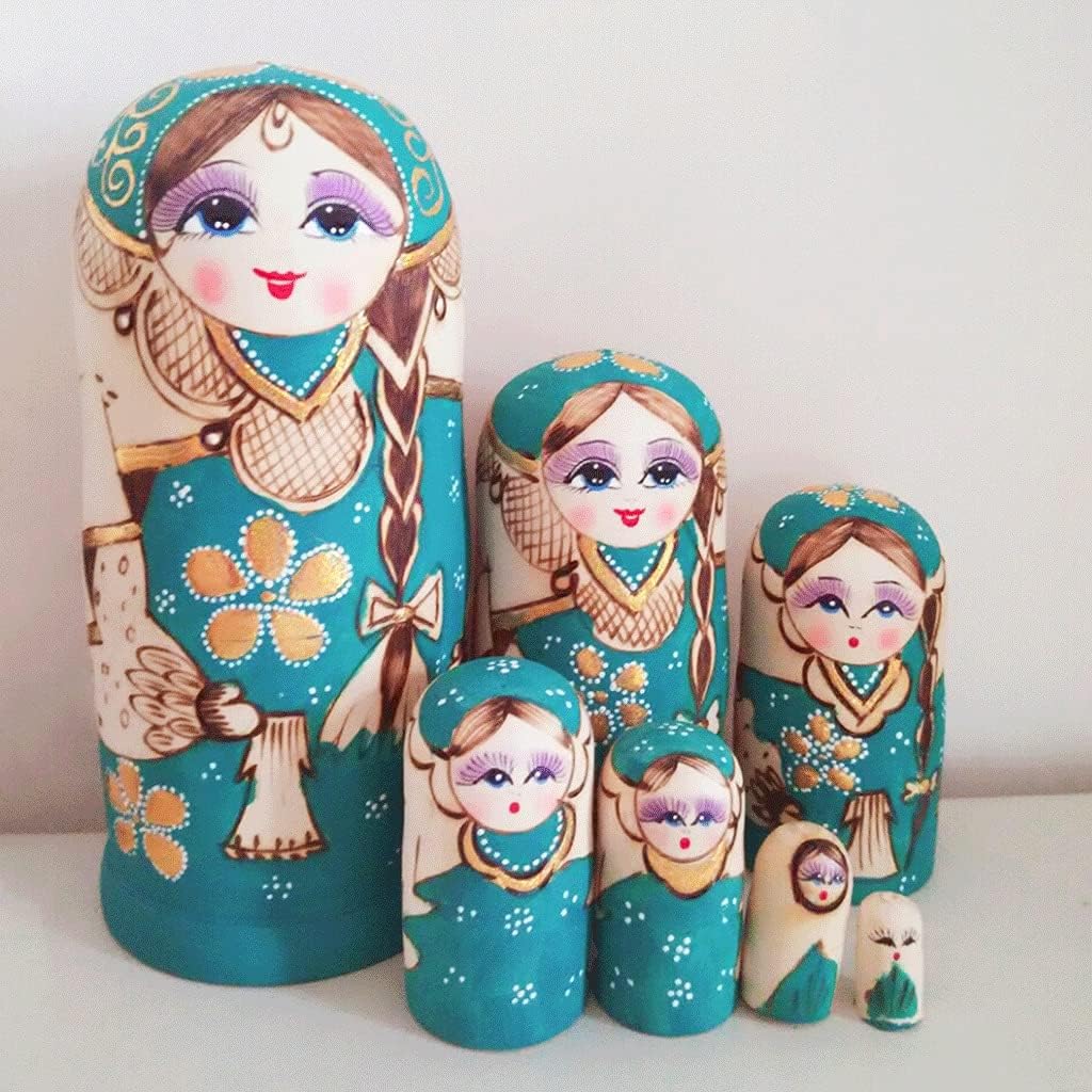Nesting Dolls Matryoshka 7-Piece Russian Russian Nesting Dolls Braid Hand-Painted Educational Toy Nesting Doll Creative Room Decoration Best Decoration (Color : A)