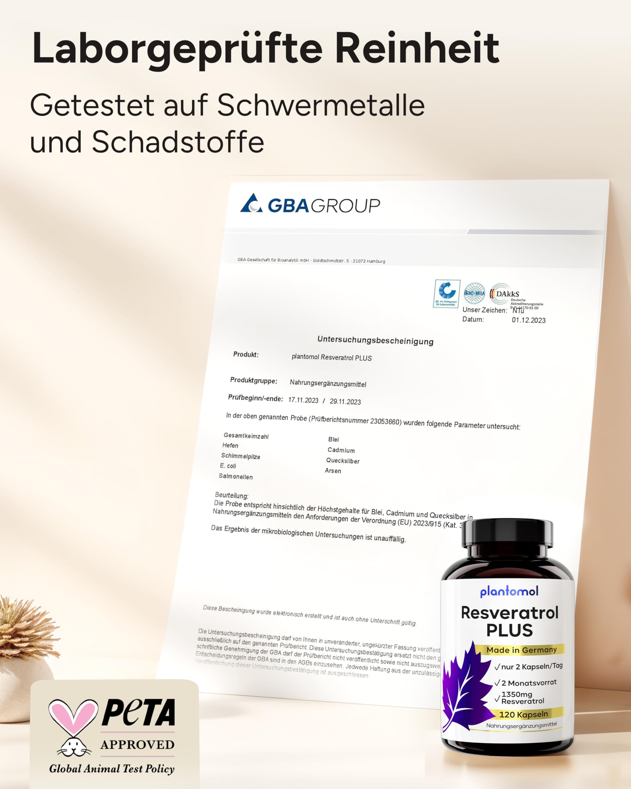 Trans Resveratrol Kapseln 1350mg – 120x Resveratrol Hochdosiert – 100:1 Trans-Resveratrol PLUS aus japanischem Knöterich – 2 Monatsvorrat – Made in Germany